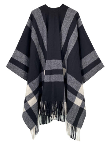 Black Check Poncho - Shopmossrose